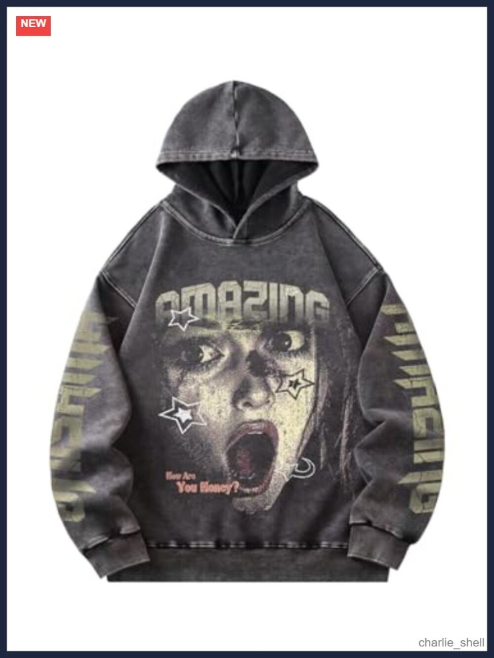 Y2K Men's Graphic Hoodie Grunge Baggy Pullover Sweatshirt
